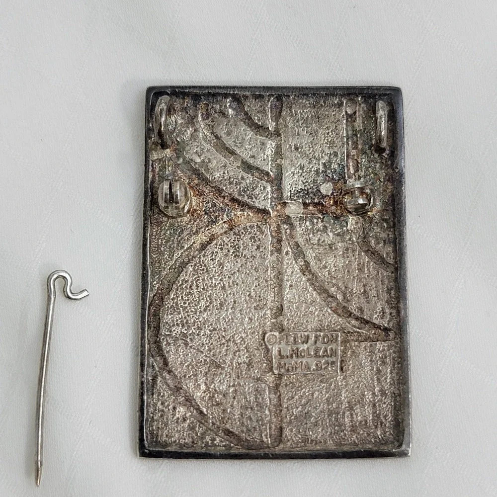 Frank Lloyd Wright MoMA L. McLean Sterling Silver Enamel Pin Pendant Broken pin